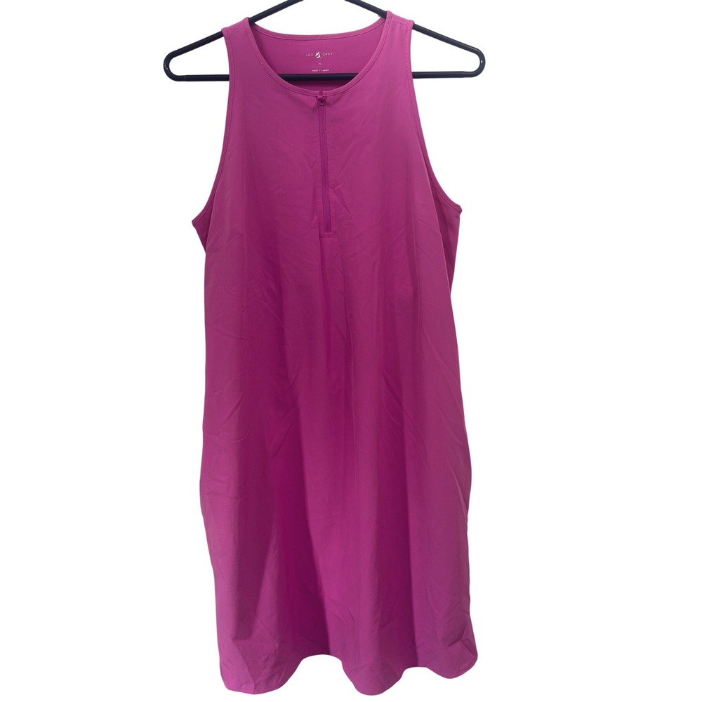 Lou & Grey Athletic Dress Womens S Magenta Pink Sleeveless Quarter Zip Pocket